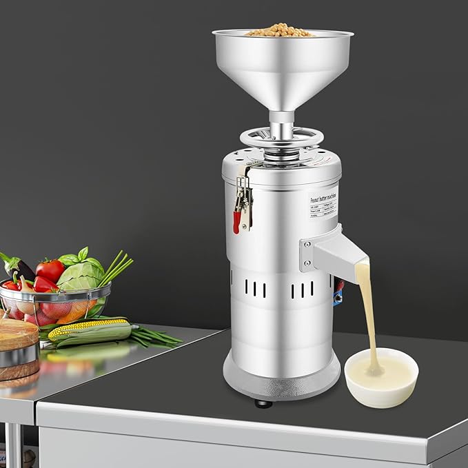 Peanut Butter Maker Machine 110V 1100W Electric Grain Grinder 33 lbs/h Sesame Sauce Grinder for Groundnut Almond Cashew Nut Butter Machine with US Plug for Home Commercial Use