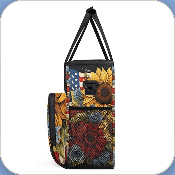 4th of July Coffee Maker Carrying Bag Portable Travel Storage Tote Bag Compatible with K-Mini or K-Mini Plus Single Serve Coffee Brewer Carrying Case with Multiple Pockets &amp Shoulder Strap