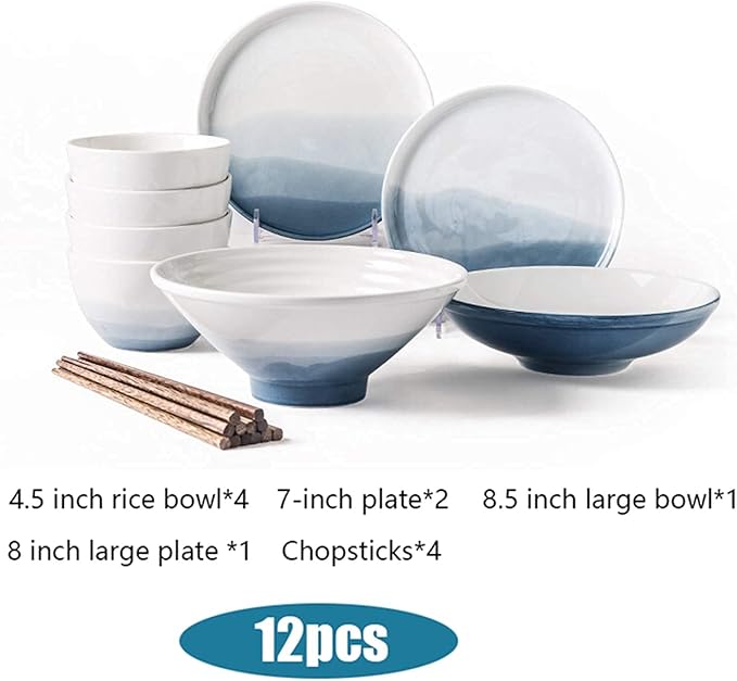 Porcelain Dinnerware SetComplete Porcelain CombinationModern Dinnerware SetInclude PlatesBowls Sets -Service for 4/6Microwave and Dishwasher Safefor Home (Gray 12 PCS)