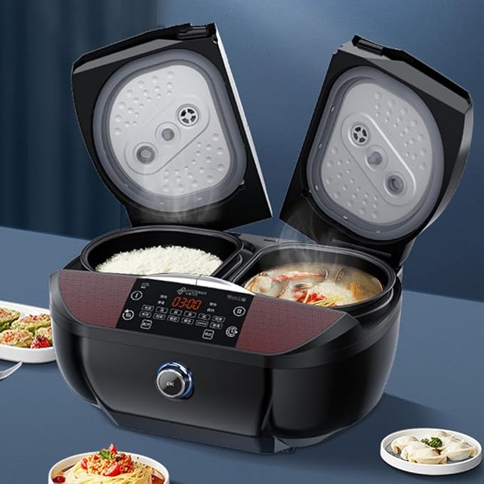 9-Liter Household Rice Cooker with Double Inner Pots Multi-Functional for Cooking Rice And Steaming Vegetables 24-Hour Timer And Keep-Warm Function