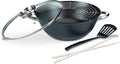 GSW - Germany 4 Piece 12.5 Inch Cast Iron Wok Set With Aroma Glass lid and Spatula