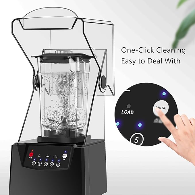 2200W Professional Smoothie Blender 2000mL Stand Blender with Soundproof Shield and 6 Blades Automatic Cleaning Commercial Countertop Blender for Kitchen Fruits Shakes Smoothies