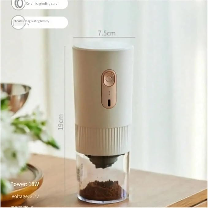Portable Coffee Machine Upgrade Portable Electric Coffee Grinder USB Charging Professional Grinding Coffee Bean Grinderfor Outdoor Travel Picnic(White)