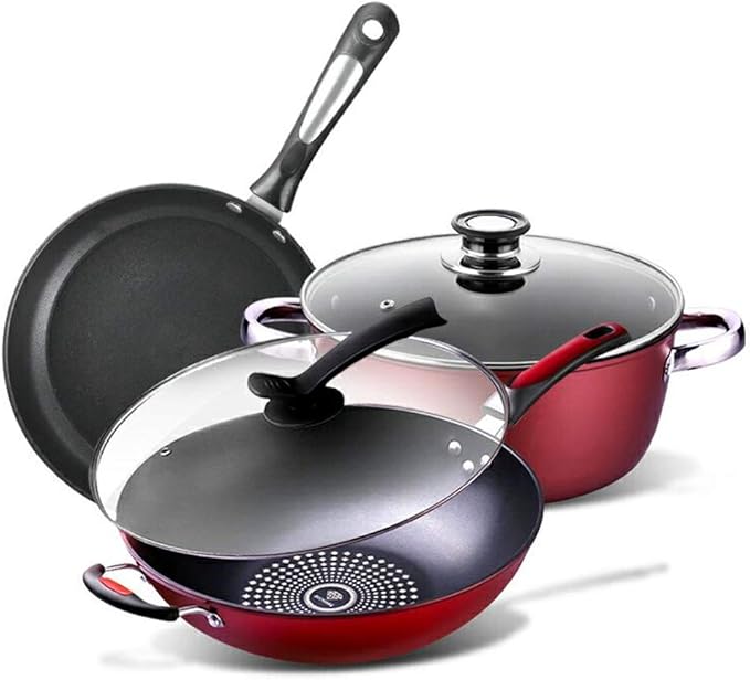 Cookware Cookware Set Soup Pot Frying Pan Milk Pot Stew Pot Saucepan Induction Cooker Cooking Pot Set Non-stick Pan Hotpot Casserole Wok