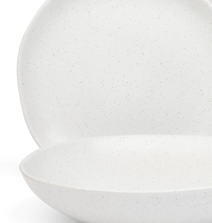 Trasa Home by Larder &amp Vine Eco-Friendly High Fired Artisan Stoneware Organic &amp Modern Dinnerware 16 piece set 4 place settings (Millstone)
