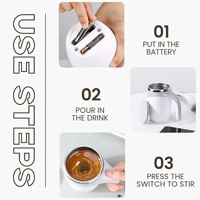 Rechargeable Automatic Stirring Cup - Portable Electric Coffee Mug With Stainless Steel Magnetic Rotation For Effortless Mixing(Coffee)