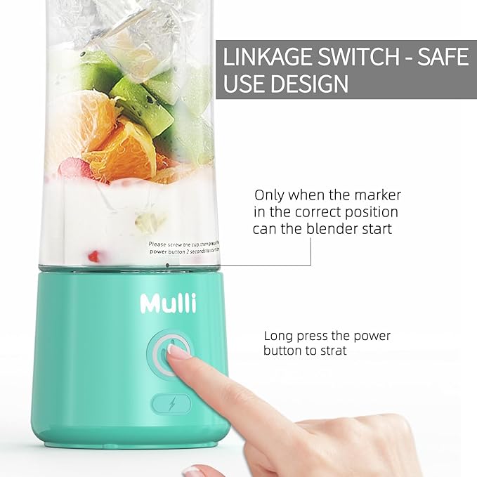 Mulli Portable BlenderUSB Rechargeable Personal Mixer for Smoothie and Shakes Mini Blender with Six Blades for Baby FoodTravelGym(Update)