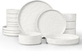 LIANYU Dinnerware Sets with Pasta Bowls for 4 16 Piece Ceramic Dinner Plates and Bowls Dish Set Kitchen Speckled Dining Tableware Dishware Microwave &amp Dishwasher Safe Polar White