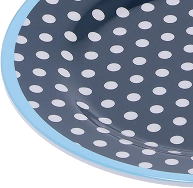 12Pcs Dark Blue Dot Melamine Dinnerware Set Durable Tableware with Cups Salad Bowls Plates for Home Restaurant Use Chip and Heat Tolerant Dishware