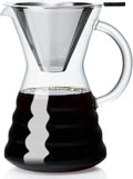 Unbreakable - Pour Over Coffee Maker with Permanent Stainless Filter 40 fl oz Thickened Heat-Resistant Borosilicate Glass Dripper Coffee Brewer Stovetop Safe