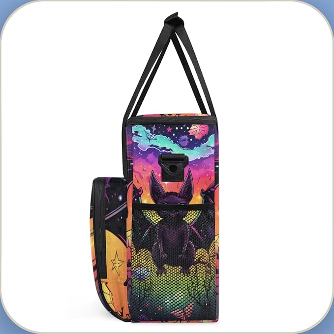 Colorful Bat Coffee Maker Carrying Bag Halloween Bat Travel Storage Bag Compatible with K-Mini or K-Mini Plus Single Serve Coffee Brewer Carrying Case with Multiple Pockets &amp Shoulder Strap