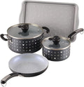 Farberware Disney Monochrome Ceramic Nonstick Cookware Pots and Pans with Baking/Bakeware Cookie Pan and Kitchen Cooking Tool Set Dishwasher Safe 8 Piece Cookware Set - Black