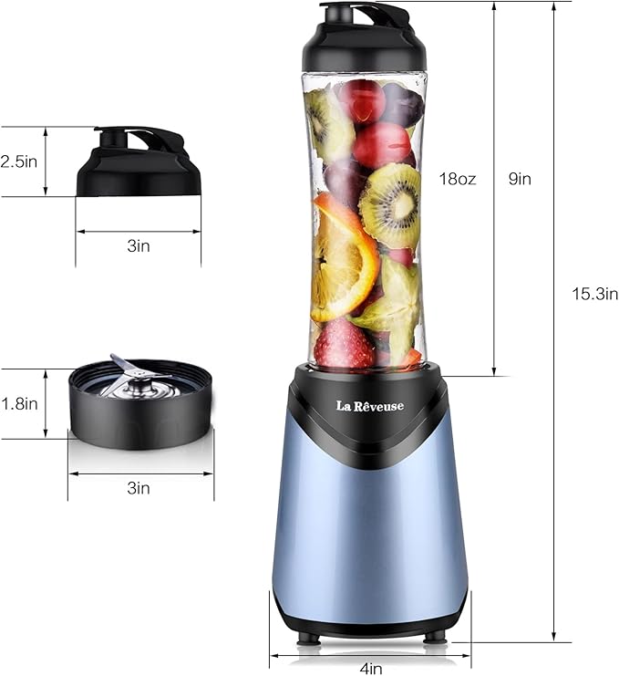 La Reveuse 300W Personal Size Blender (Light Blue) + La Reveuse 250W Personal Size Blender (Black)