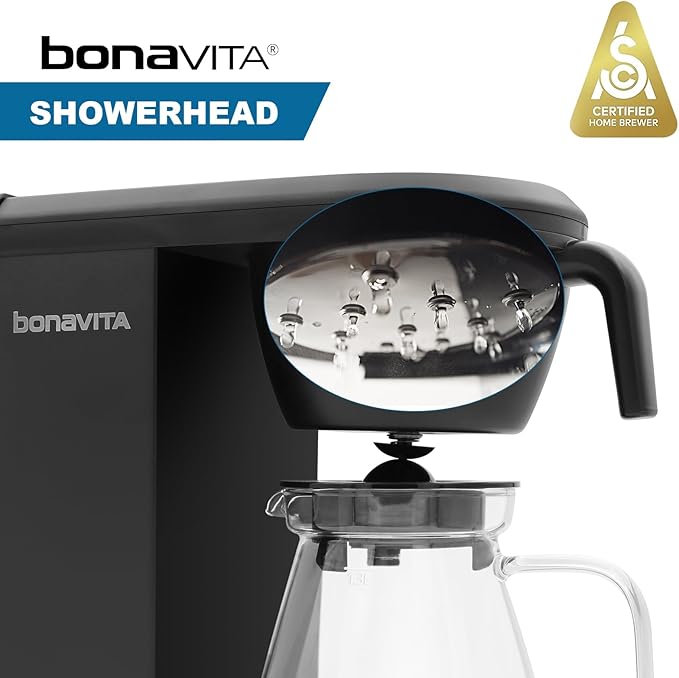 Bonavita Enthusiast 8 Cup Drip Coffee Brewer Pour Over SCA Certified Coffee Machine with Thermal Carafe Stainless Steel Panel Removable Reservoir Matte Black