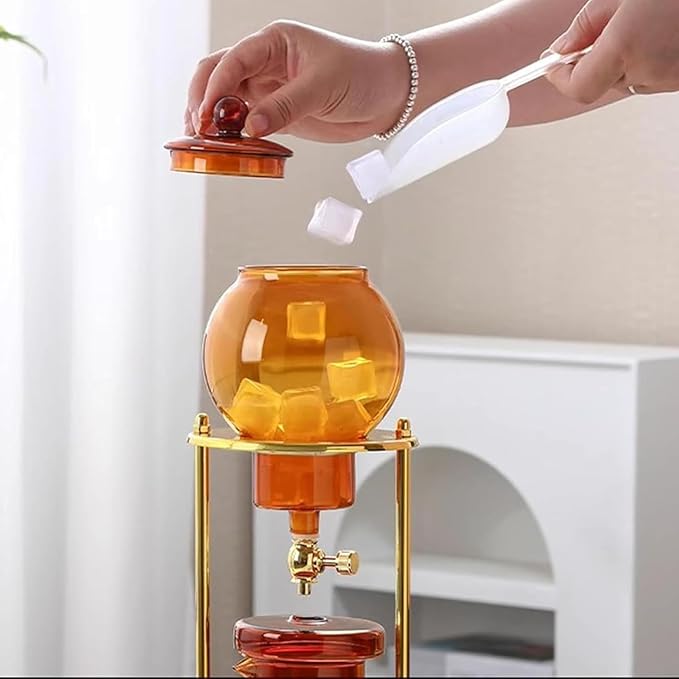 Cold Drip Coffee Maker Cold Brew Drip Tower Adjustable Water Flow Stainless Steel Frame Borosilicate Glass Pot for Home Office Bar Restaurant