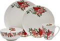 Mikasa Cardinal Leaves Holiday Bone China Lightweight Chip Resistant Dinnerware Set Service for 4