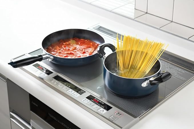 Wahei Freiz MB-2380 Easy Care Cookware Set E Two-Handled Pot 7.1 inches (18 cm) &amp Frying Pan 7.9 inches (20 cm) / 9.4 inches (24 cm) Blue Fluorine Resin Treatment Induction Gas Compatible