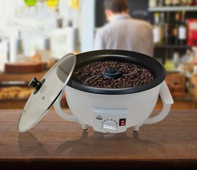 TOPCHANCES Coffee Bean Roaster Machine110V 1200W Household Electric Coffee Roaster Machine Non-Stick Coating Baking Tools Grain Drying Machine for Peanut Nuts Coffee Roaster