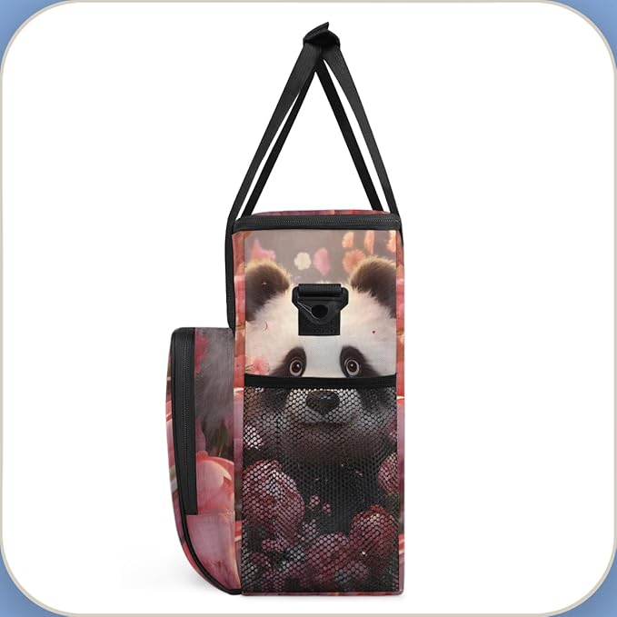 Panda Coffee Maker Carrying Bag Rose Flower Portable Travel Storage Tote Bag Compatible with K-Mini or K-Mini Plus Single Serve Coffee Brewer Carrying Case with Multiple Pockets &amp Shoulder Strap