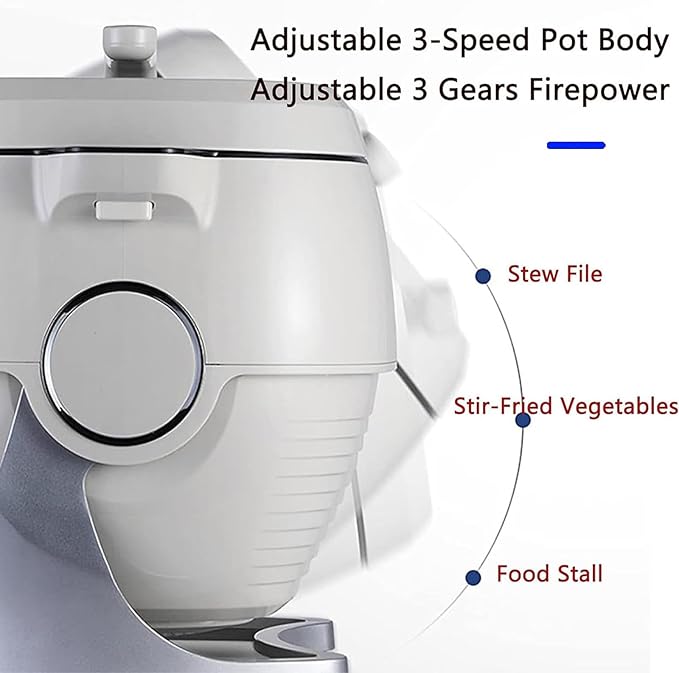 Portable Automatic Stir Fry Cooker Auto Cooking Wok Fried Rice Machine with Visual Pot Lid 360° Automatic Rotation Touch Panel Cooker Robot for Home Restaurant