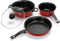 Non-Stick Cookware Set 4 Piece Set Portable Lightweight Cast Iron Pots and Pans with Glass Lids and Nylon Utensils for Outdoor Travel Camping Picnic