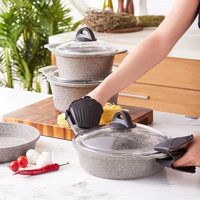 Cookware Cookware Set 7 Pieces Non-Stick Kitchen Pieces Granite Gas Soup Pot Skillet Frying Pan Kitchenware
