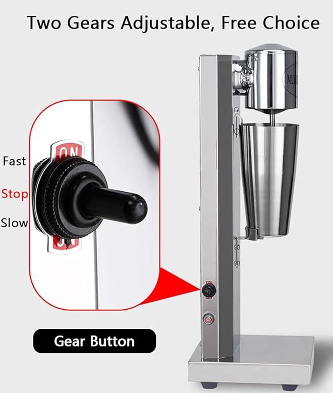 180W Electric Milkshake Maker Machine 1800RMP Commercial Home Stainless Steel Speed Adjustable Drink Mixer Smoothie Milk Ice Cream Blender 800ML Cup