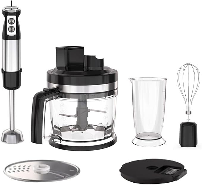 Food Processor &amp Immersion Hand Blender 2L Vegetable Chopper With Disk for Shredding Slicing Doughing Emulsfying Food Chopper Slicer Meat Grinder Mixer for Kitchen