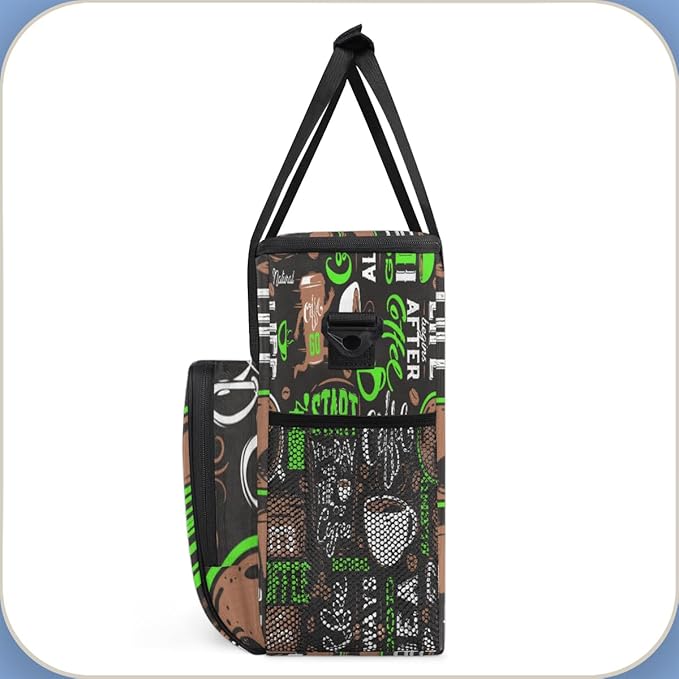 Green Start Your Day Coffee Coffee Maker Carrying Bag Coffee Machine Travel Storage Bag Compatible with K-Mini or K-Mini Plus Portable Single Serve Coffee Brewer Case with Pockets for K-Cup Pods