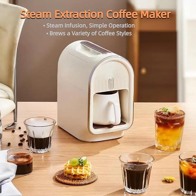 Single Serve Coffee MakerMini Drip Coffee Machine for Grounds with Reusable Filter &amp Ceramic Cup 5-8oz Pour Over Coffee Maker for Travel RV Truck Office Home