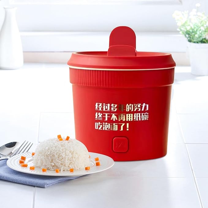 Multifunctional Mini Rice Cooker Smart Automatic Multi-function Electric Hot Pot 1L Small Household Multifunctional All-in-One Pot Soup Porridge Noodle Pot Steaming Stir-Frying (red)