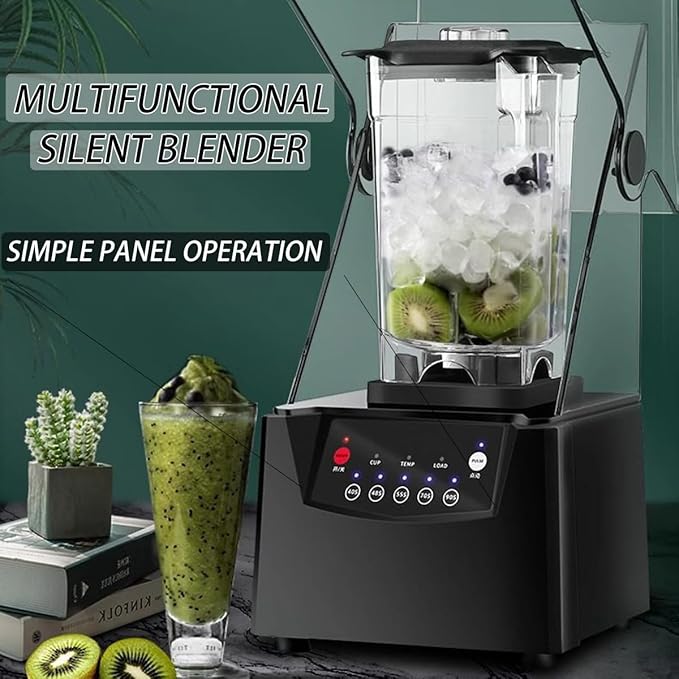 Professional Blender - 2600WIce Blender with Soundproof CoverSmart Panel6-Blade Design for Smoothies Nuts Ice and Fruits
