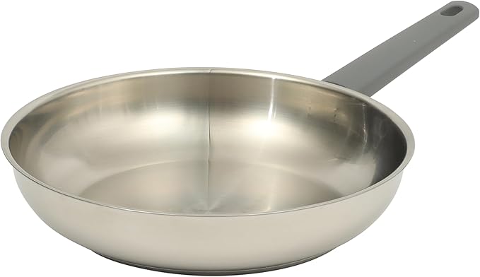 Oster Beauford 10-Inch Stainless Steel Frying Pan – Induction Oven &amp Dishwasher Safe Skillet Soft-Touch Gray Handle 5-Ply Encapsulated Bottom