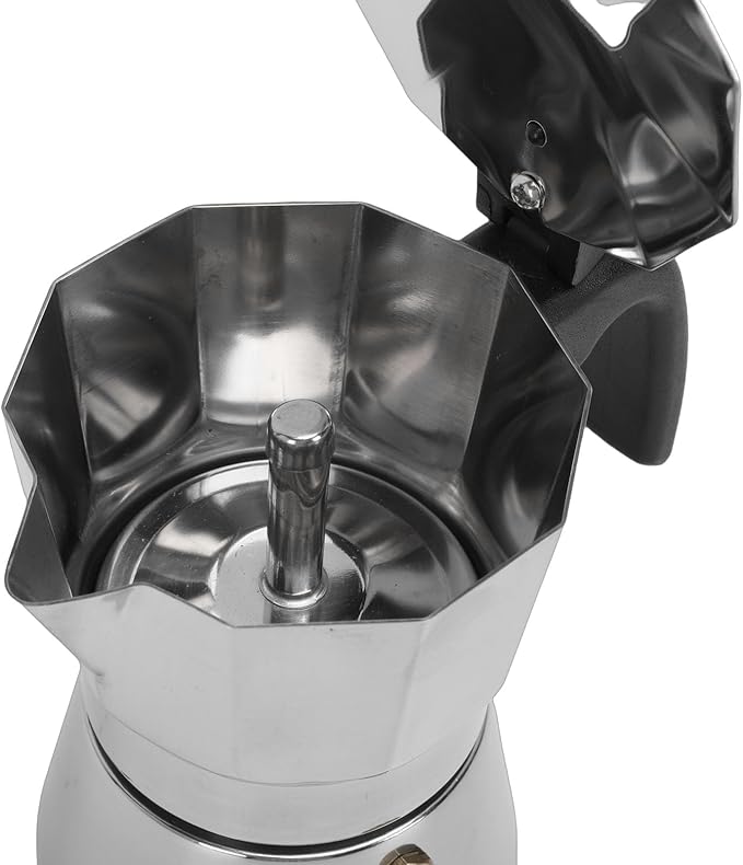 Yosoo Crafted Stainless Steel Italian Coffee Maker Rich Full Bodied Flavor Uniform Heat Distribution Stovetop Easy to and Rustproof Ideal for Home or Outdoor Use (3 Cups 150ML)