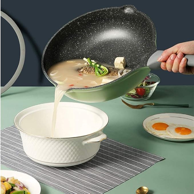Cookware Set Soup Pot Frying pan Cooking Tool Non-Stick pan Kitchen Induction Cooker Milk Pot Noodles Pot Wok hotpot Casserole (Set Meal 1) ()