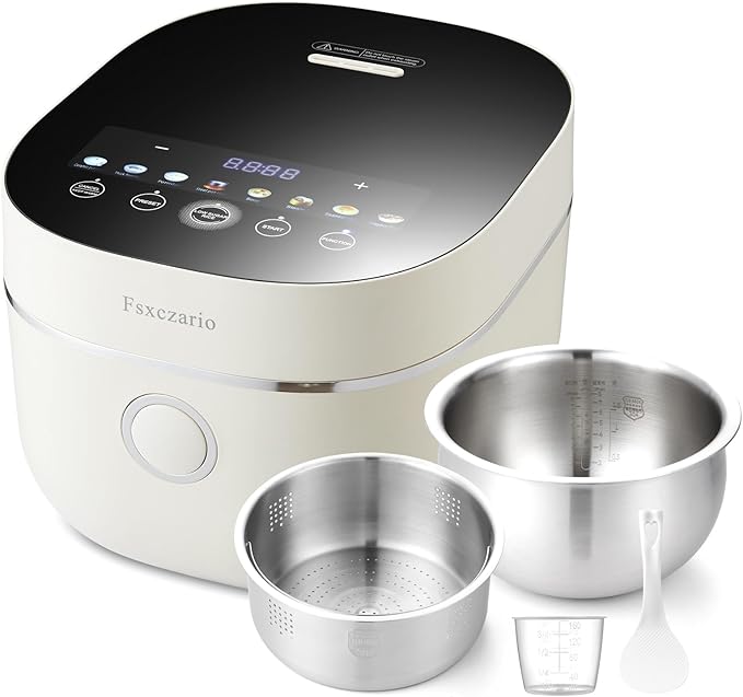 Rice Cooker 4L Low Carb with Nonstick Stainless Steel Inner Pot 8-Cup LED Display Rice Maker 24-Hr Delay Timer &amp 8-Hr Keep for White Rice/Porridge