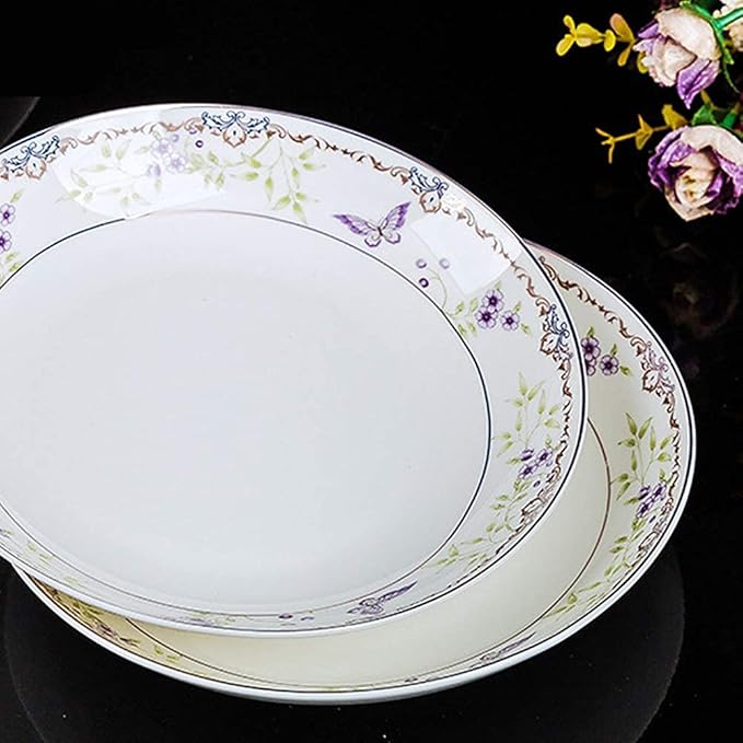 65 pcs Dinnerware Set Serves for 10 People Line Drawing Decoration Bone China Tableware SetPremium Quality Porcelain Dishes/Plate/BowlDishwasher &amp Microwave SafeBlue (60pcs Serves for 10)
