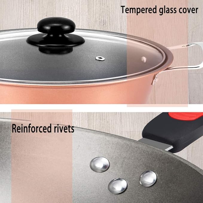 Cookware 3-Pie Non-Stick pan Cookware Uncoated Kitchen Set pan with Comfortable Handle Suitable for Gas Induction Cooker Easy to Clean Cookware Set