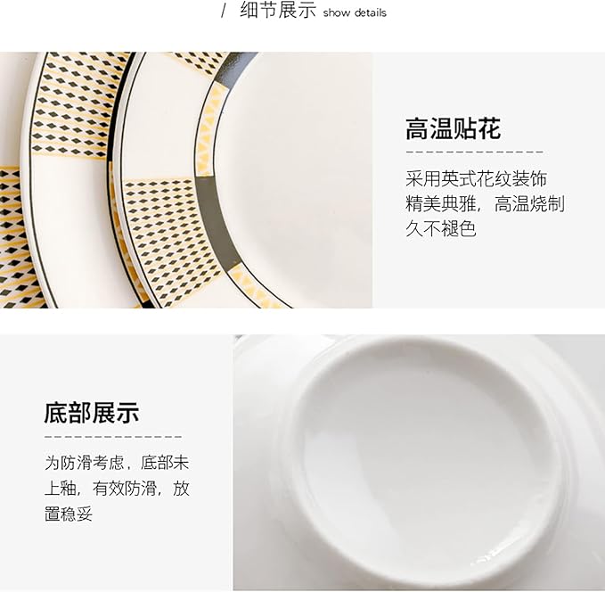bone china dinnerware set tableware set 24-piece dish set for 6 dinner plate set cups and plates sets for kitchen round plates dishwasher safe kitchen dishes set for housewarmingpartydinner