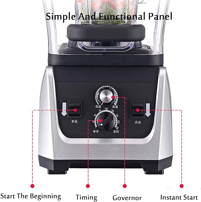Smoothie Blender Commercial Blender with Soundproof Shield With Timing Function Adjustable Speed 2.5l Large Capacity for Crushing Ice Smoothie Puree Restaurant Bar Coffee Shop