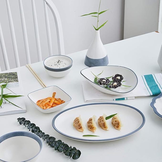 Dinner SetDinnerware Set 46 Piece Nordic Minimalist Style Ceramics Dinner Set - Bowl/Dish/SpoonPorcelain Combination Set for Restaurant Microwave