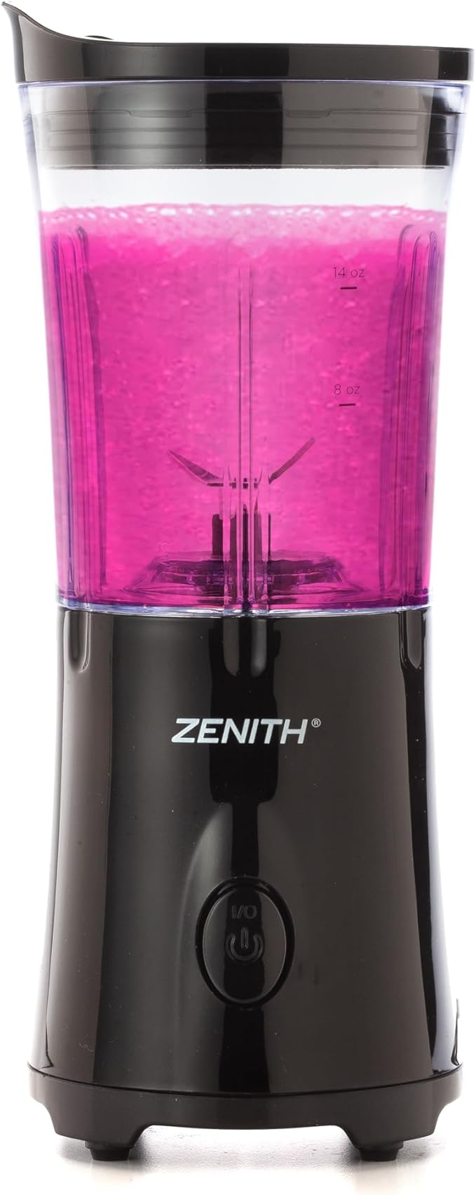 Zenith Portable Blender for Shakes and Smoothies with 14 Oz BPA Free Travel Cup and Lid Durable Stainless Steel Blades for Powerful Blending Performance Black (77406)