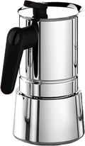 Stainless Steel Moka Pot - 4 Cup Electric Espresso Coffee Maker for Rich Full-Bodied Silver Mocha for Home Use