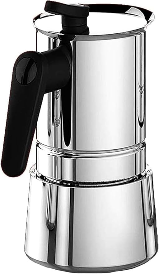 Stainless Steel Moka Pot - 4 Cup Electric Espresso Coffee Maker for Rich Full-Bodied Silver Mocha for Home Use