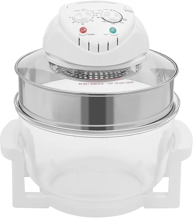 17L/17.96Qt Turbo Electric Glass Air Fryer w/ 2 Grill Electric Turbo Convection Oven Roaste 360° Viewable Airy Fryer with Expansion Ring Multifunction Oilless Halogen Oven