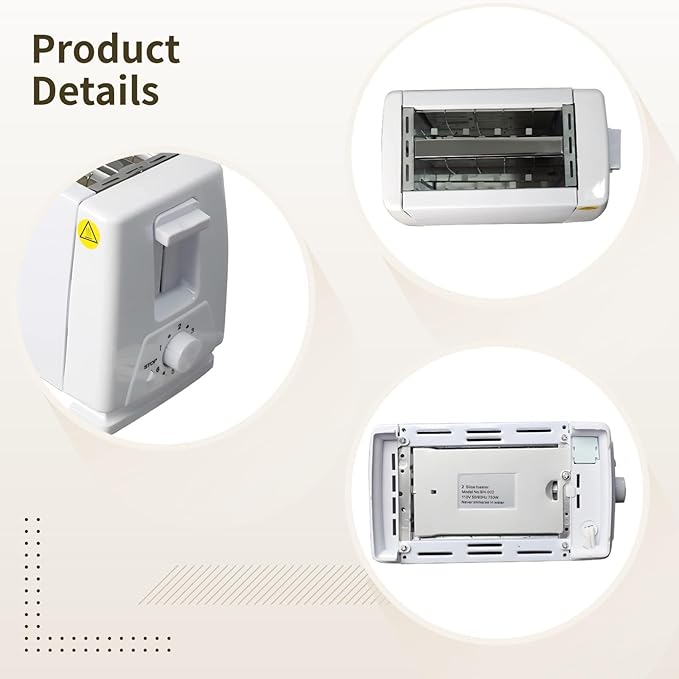 Adjustable Temperature Wide Slot Toaster 2-Slice Stainless Steel Auto Pop-Up Easy to Clean