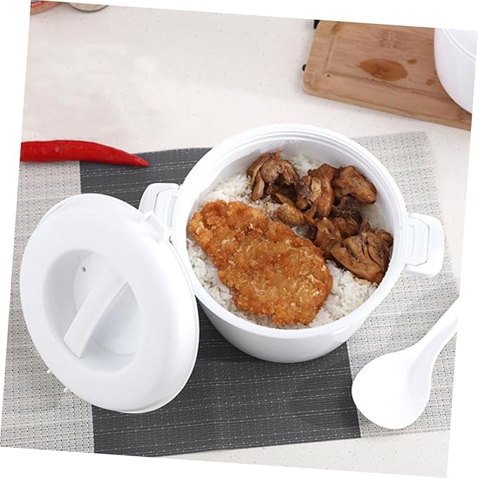 Cabilock 2Pcs Microwave Rice Cooker Large Capacity Plastic Steamer with Top Handle Portable Food Container for Home Office Dormitory Use