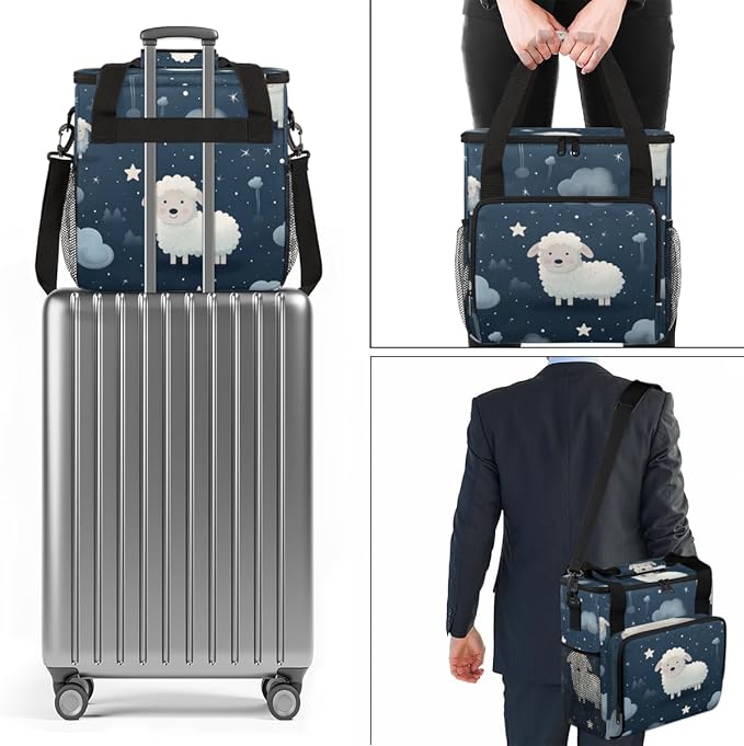 Sheep Night Star Coffee Maker Carrying Bag Portable Travel Storage Tote Bag Compatible with K-Mini or K-Mini Plus Single Serve Coffee Brewer Carrying Case with Multiple Pockets &amp Shoulder Strap