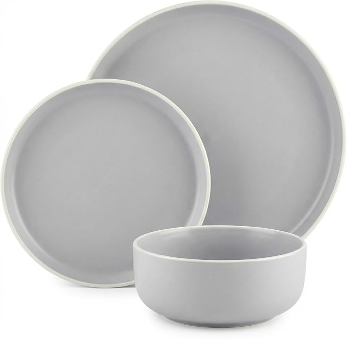 Plates and Bowls Sets12 Pieces Round Porcelain Dinnerware SetsDishes Plates Dishware SetsChip Resistant Ceramic Dish Set Dining Dinner Ware Service for 4
