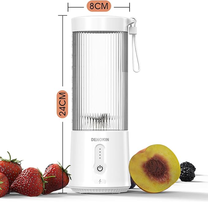 DENOKIN Portable Blender 16oz Vessel Cordless Personal Size Small Blender for Shakes and Smoothies with 6 Blade for Kitchen Home Travel